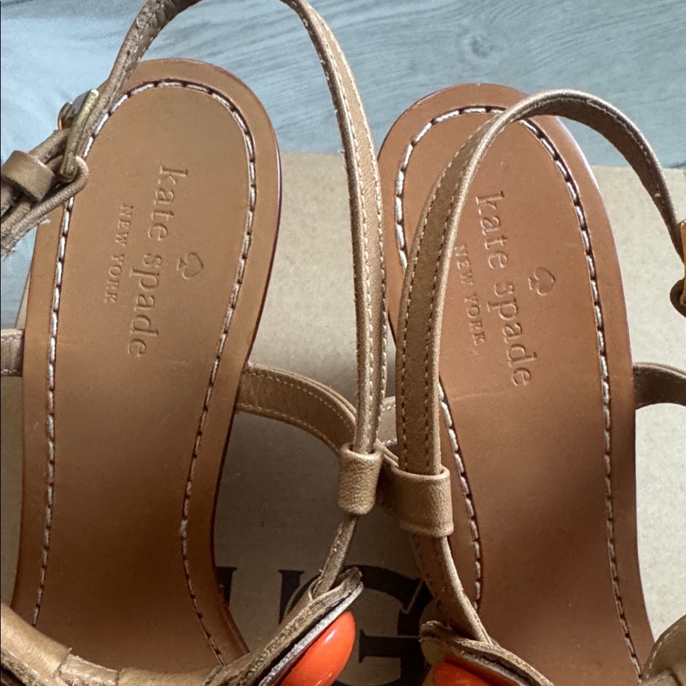 Kate Spade Tan and Orange Beaded Sandals - Picture 4 of 8